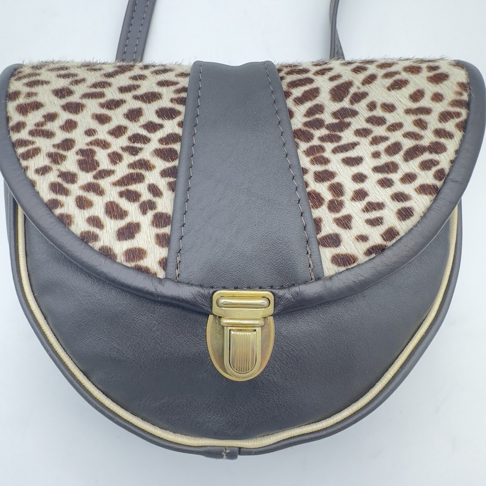 Vtg Leather Bag Purse Messenger Genuine Cowhide Hand Crafted Cool Boho